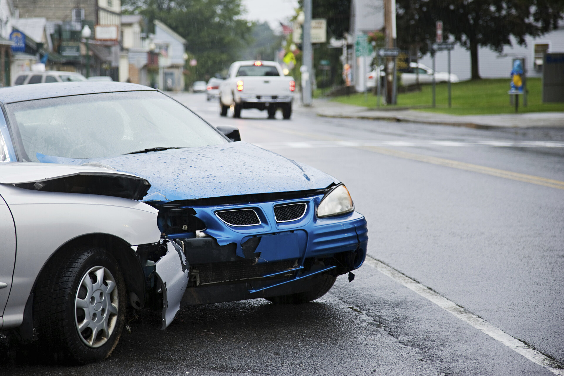 a damaged cars after an accident