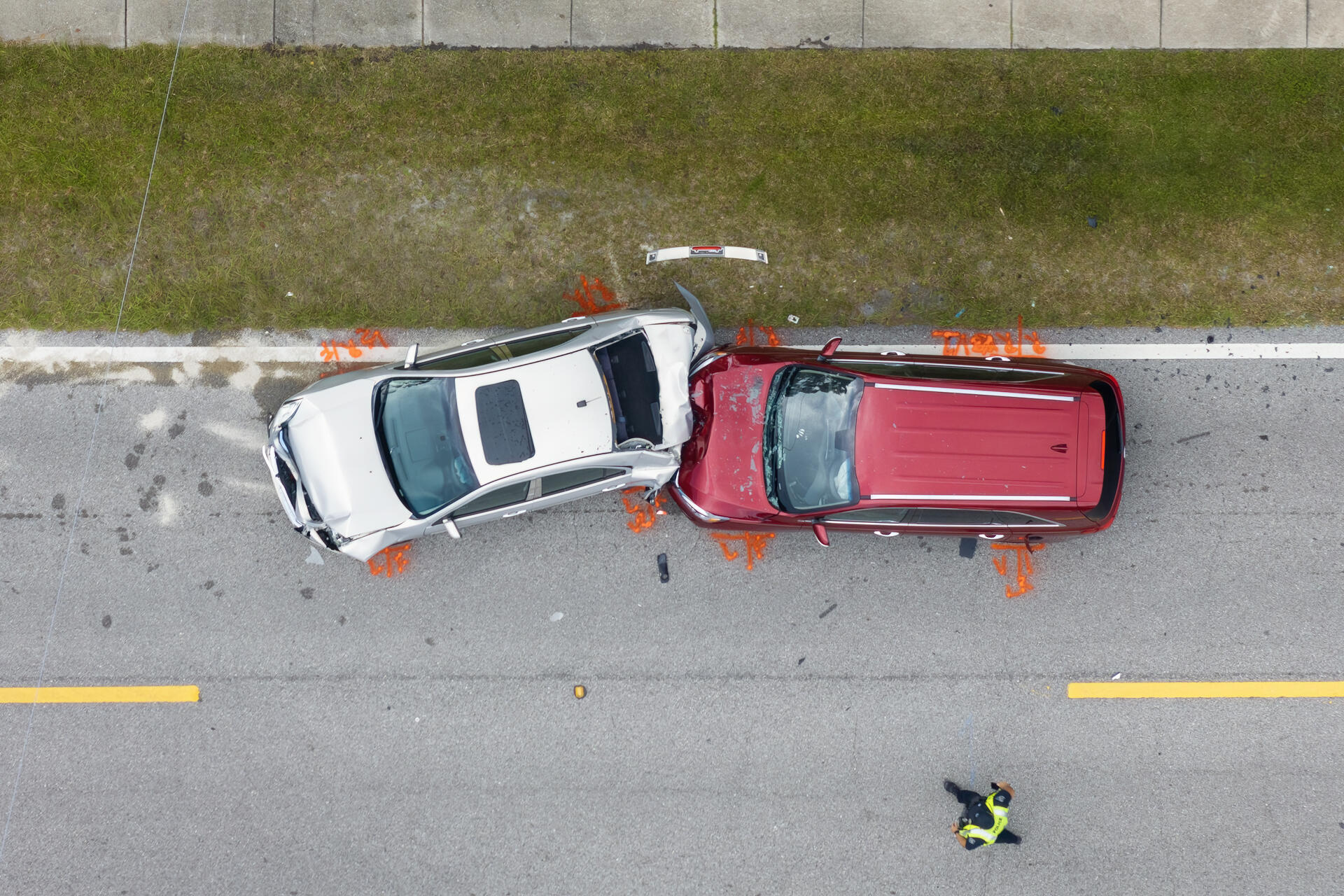 car crash with two vehicles collided at traffic