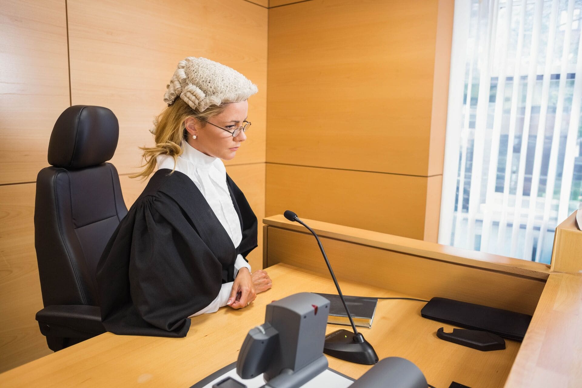 Female judge in courtroom
